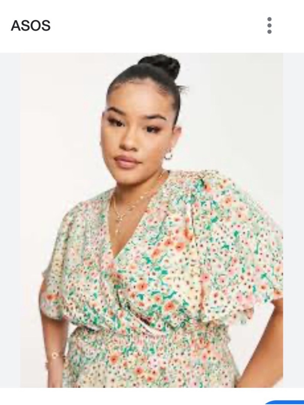 ASOS Cream Floral Wrap Dress with Pink & Green Print